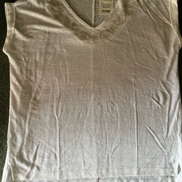 Rachel Zoe White Linen Embroidered Short Sleeve Top - Picture 1 of 2